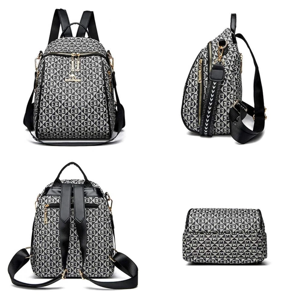Moda Mochila Retro Famoso Diseñador Estampado con Letras - Image 4